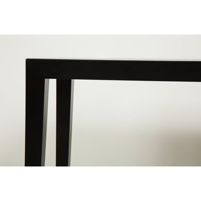 Metal Bespoke Ebonized Console With Blue Parchment Top For Sale - Image 7 of 9