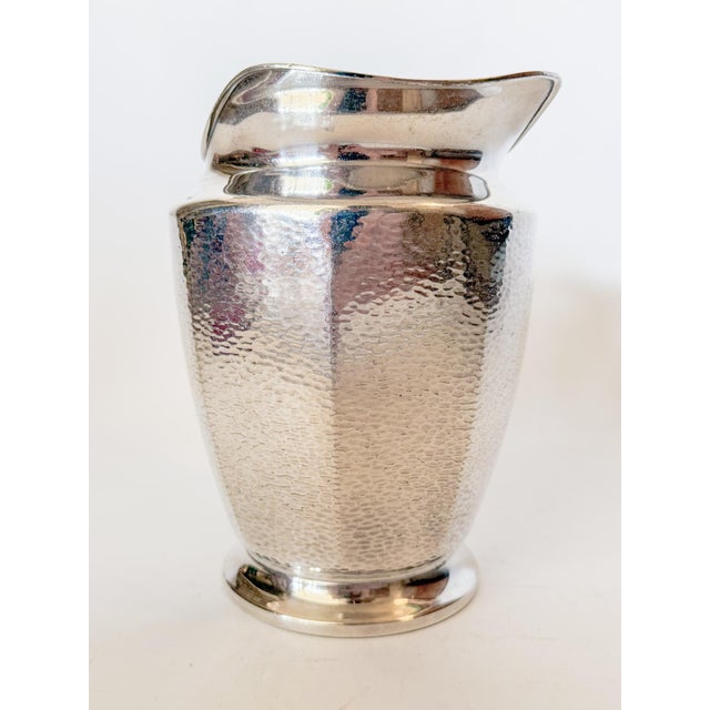 1930s Hammered Nickel Silver Pitcher, Homan Plate W.m. Mount Usa For Sale - Image 16 of 17