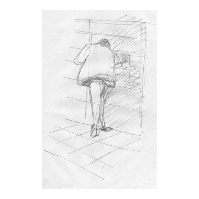 1970s John Reilly Figure Drawing of Shoppers For Sale