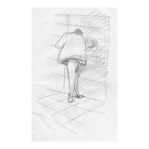 1970s John Reilly Figure Drawing of Shoppers