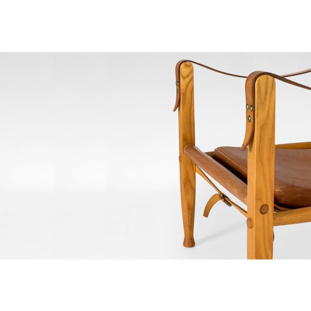 Vintage Safari Lounge Chair in Cognac Leather by Kaare Klint for Rud Rasmussen, 1960s For Sale - Image 5 of 7
