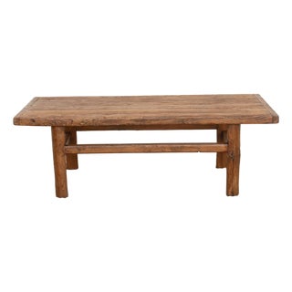 Rustic Warm Elm Stretcher Coffee Table For Sale