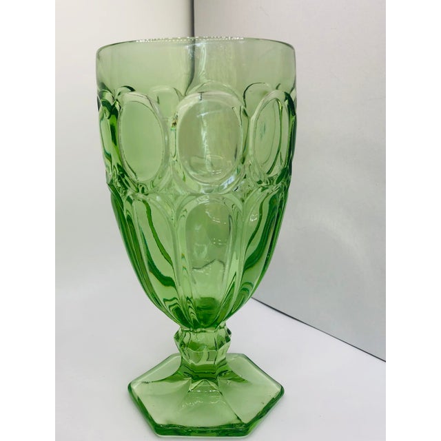 Vintage 1970s Fostoria Green "Moonstone" Tea Glasses Goblets - Set of 10 Fostoria Moonstone Green water glasses feature an...
