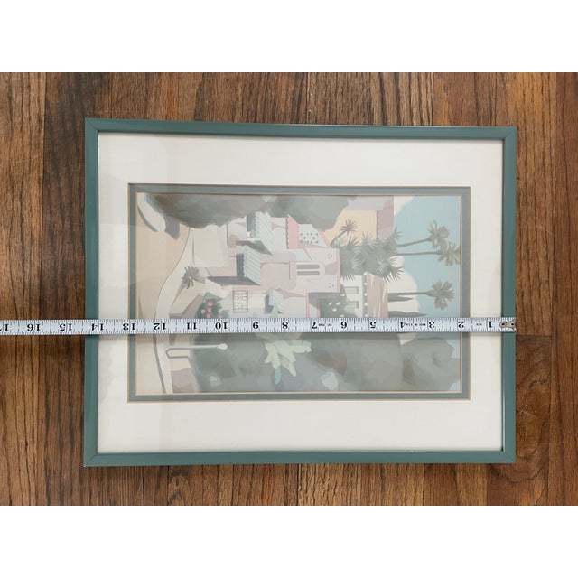 Vintage "Graciosa" Serigraph by William Buffett, Framed 1980s Pastel Mediterranean Cityscape Print For Sale In Seattle - Image 6 of 6