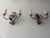 Italian French Beaded Old Vintage Pink Porcelain Roses Flowers Sconces Italian, C 1940 For Sale - Image 3 of 8