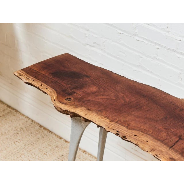 Wood French Vintage Live Edge Modernist Entry Table For Sale - Image 7 of 12