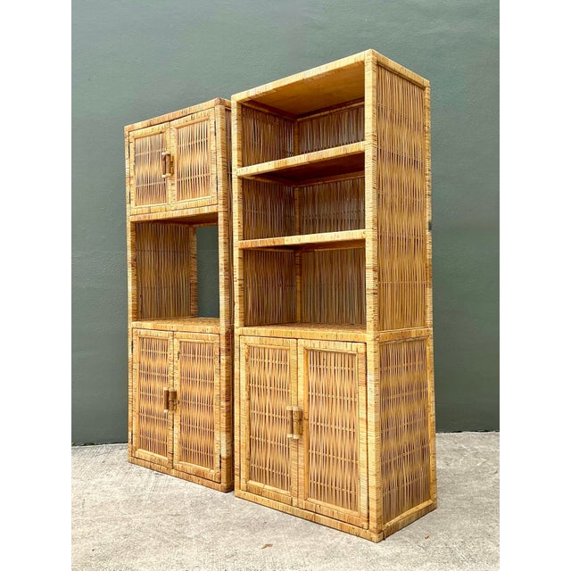 Vintage Woven Rattan Etagere - A Pair For Sale - Image 10 of 12