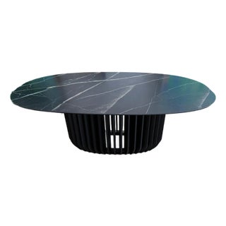 Italian "Juice" Dining Table by Miniforms With Back Calacatta Oval Top For Sale