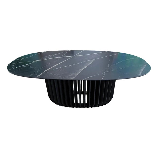 Italian "Juice" Dining Table by Miniforms With Back Calacatta Oval Top For Sale