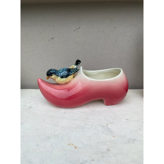 Delphin Massier Majolica Clog & Bird Massier, Circa 1890 For Sale - Image 4 of 12