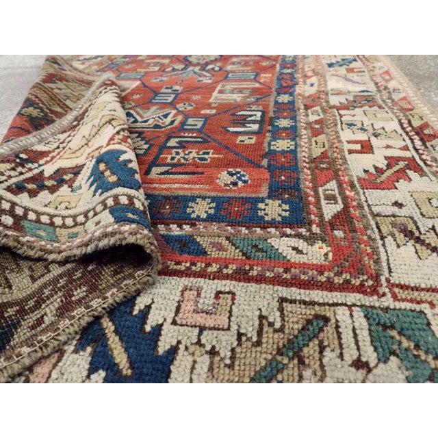 Brick Red Galerie Shabab Collection Early 20th Century Caucasian Kazak Throw Rug For Sale - Image 8 of 8