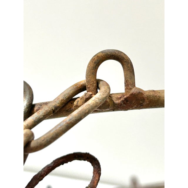Vintage Wrought Iron Hanging Planter Basket With Scrollwork & Original Chain For Sale - Image 12 of 12