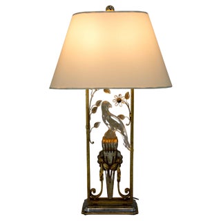 Crystal Parrot Table Lamp attributed to Maison Bagues, 1970s For Sale