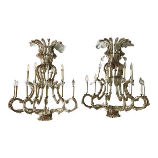 Early 20th C. Maria Theresa Style Basket-Form Wall Chandeliers - a Pair For Sale