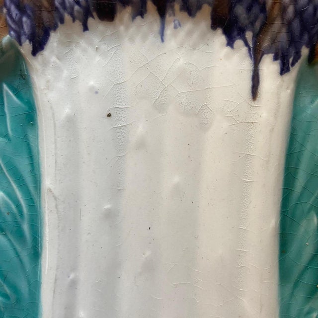 Ceramic French and Belgian Barbotine Asparagus Plate Wall Plates, Set of 5 For Sale - Image 7 of 10