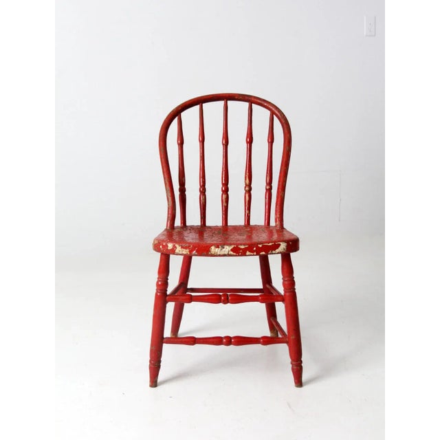 Antique Red Spindle Back Chair For Sale - Image 9 of 12