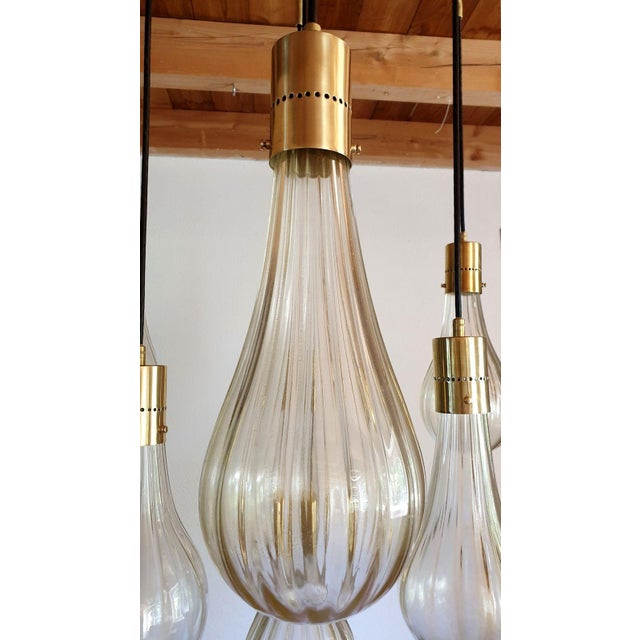 1970s Atttributed to Mazzega Murano Glass Pendant Chandelier For Sale - Image 10 of 13