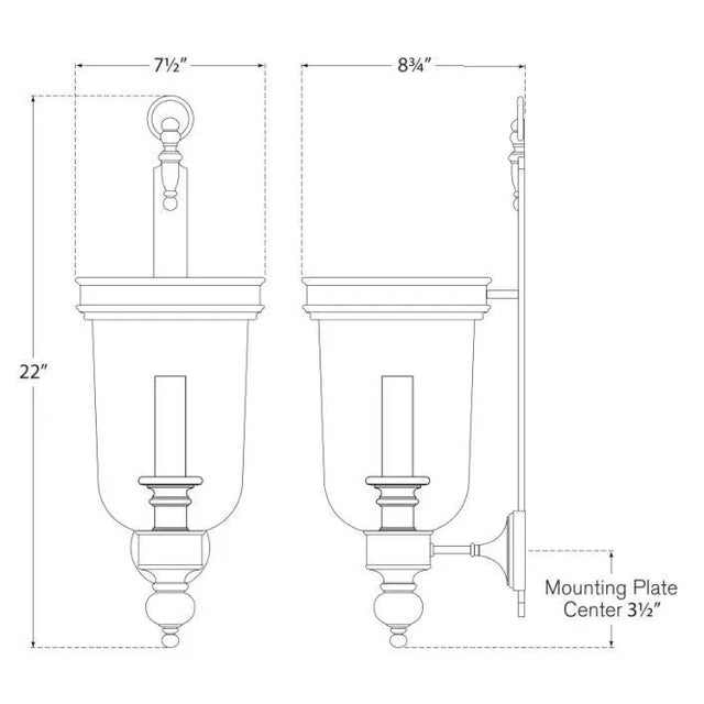 2020s Chapman & Myers for Visual Comfort Signature Georgian Small Hurricane Wall Sconce in Polished Nickel For Sale - Image 5 of 5