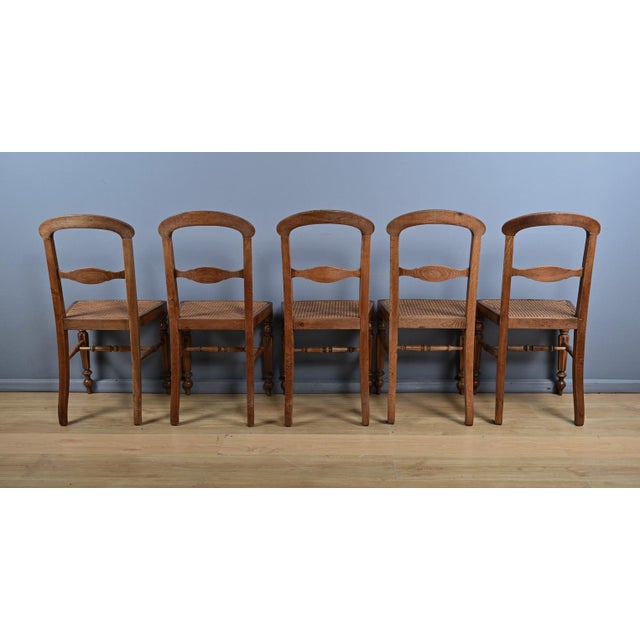 Louis Philippe Oak Chairs, Late 19th Century, Set of 5 For Sale - Image 9 of 18