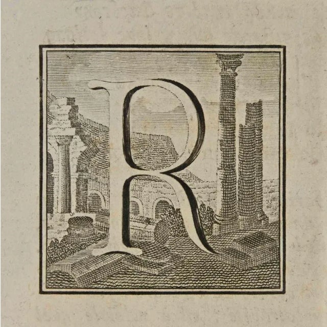 Letter of the Alphabet R, from the series "Antiquities of Herculaneum", is an etching on paper realized by Luigi...