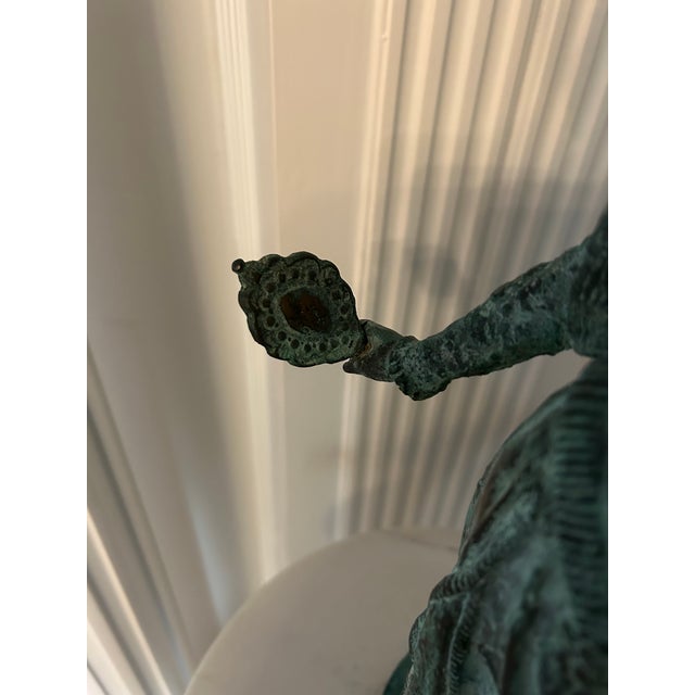 Bronze Late 19th Century Patinated Bronze Figure of a Lady With Mirror For Sale - Image 8 of 10