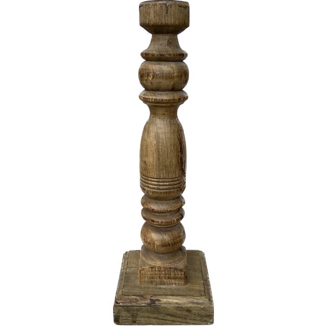 Mid 20th Century Vintage Reclaimed Wooden Candlestick For Sale - Image 5 of 5
