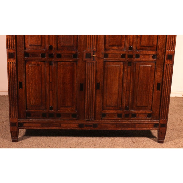 Antique Dutch Two-Door Oak and Ebony Buffet, 1600s For Sale - Image 3 of 13