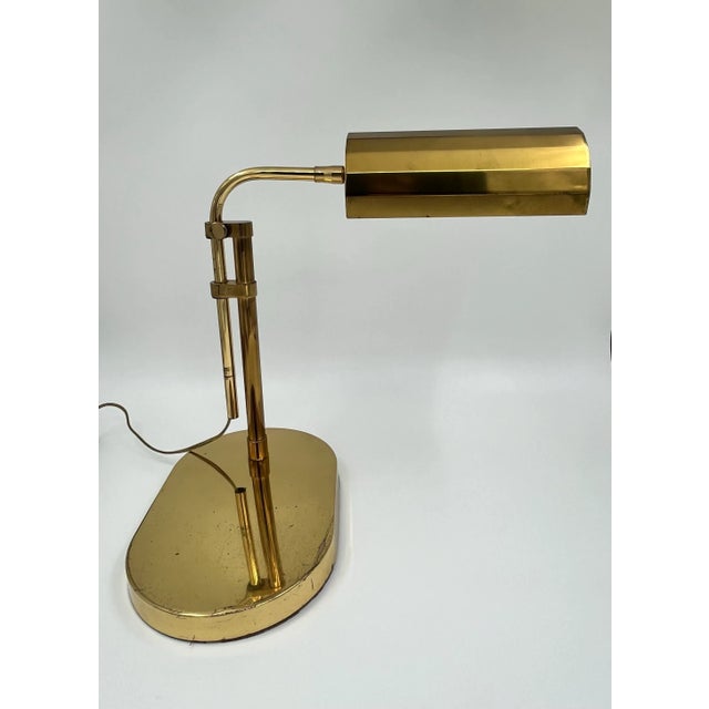Brass 1970s Clover Lamp Co. Adjustable Brass Pharmacy, Bankers or Desk Lamp Styled After Reggiani and Arteluce For Sale - Image 8 of 11