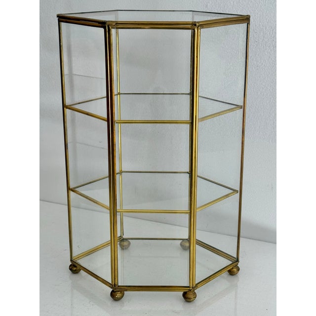 Metal Late 20th Century Glass and Brass Three Tier Display Stand For Sale - Image 7 of 7