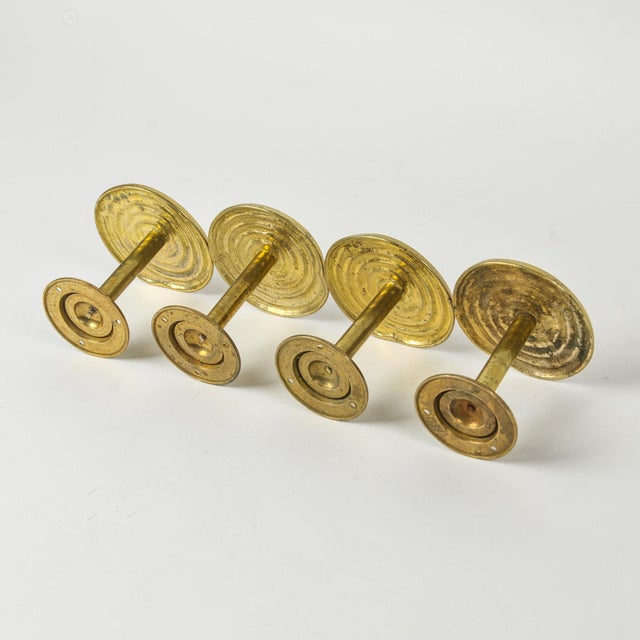 Vintage Brass Swirl Curtain Tie Backs Wall Hooks Set of Four For Sale - Image 4 of 8