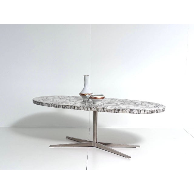 Mid-Century Dining Table with Oval Marble Mosaic Top For Sale - Image 5 of 14