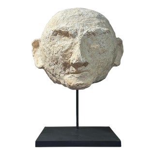 Antique Papier-Mâché Modernist Mask on Stand/Giacometti/Minimalist Figurative For Sale