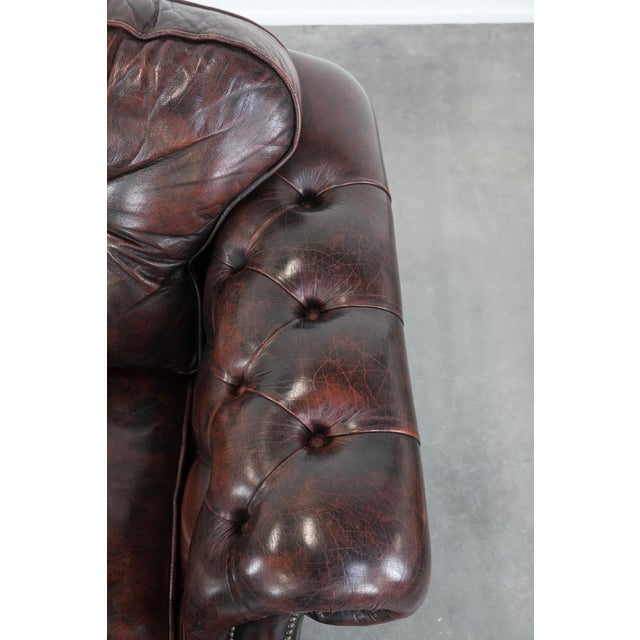 Brown Chesterfield Club Chair in Red Flamed Cowhide Leather For Sale - Image 8 of 12