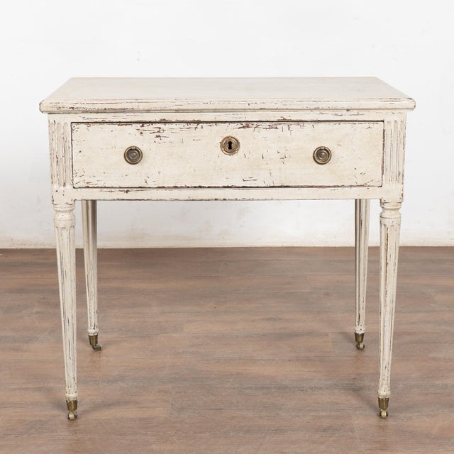 Gustavian (Swedish) 19th Century Swedish White Gustavian Side Table With Drawer For Sale - Image 3 of 15