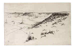 Lee Sturges Etching of Western Oil Fields