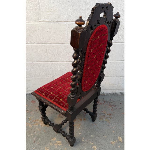 Renaissance Revival Hand Carved Oak Dining Chairs For Sale - Image 15 of 17