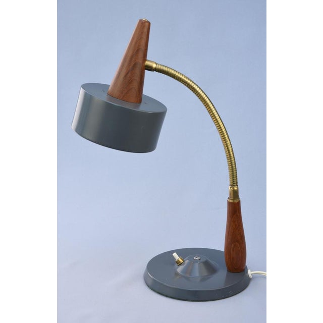 Adjustable Teak and Brass Table Lamp by Lyfa, Denmark, 1960s For Sale - Image 12 of 12