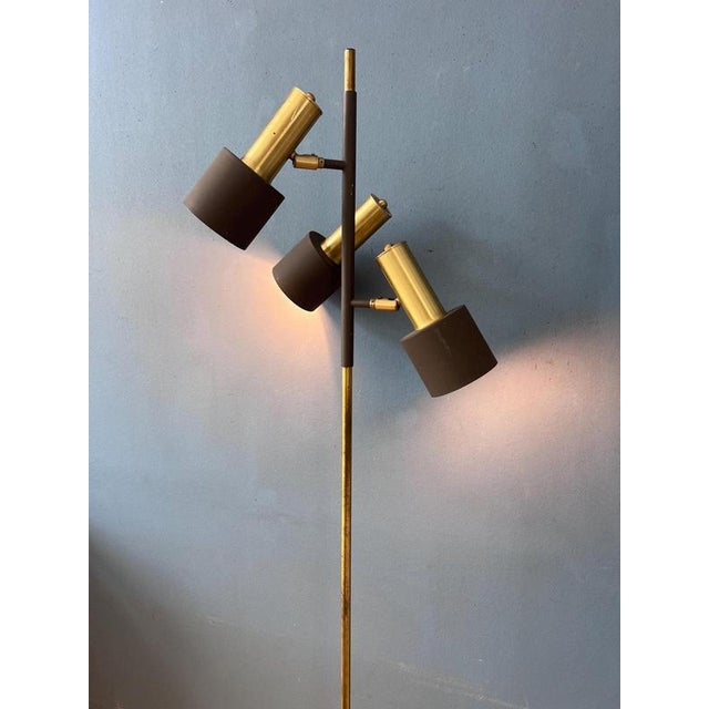 Vintage Space Age Floor Lamp in Brass and Metal from Dijkstra For Sale - Image 4 of 13