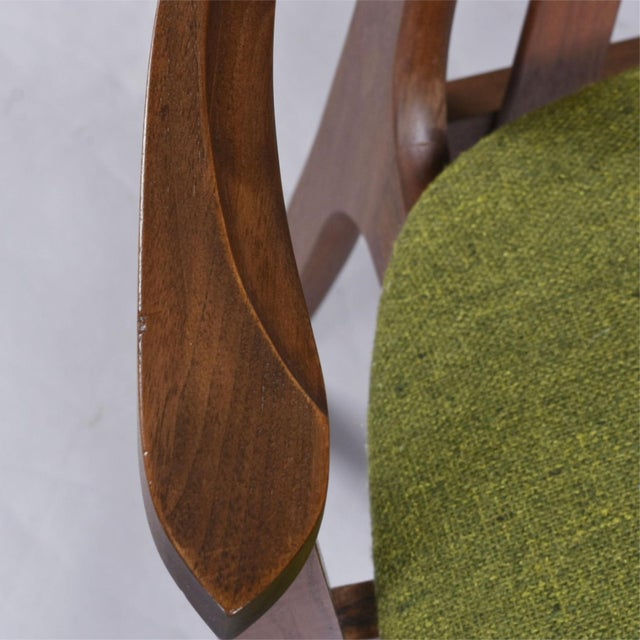 Henry P. Glass High Back Dining Chairs With Original Green Fabric For Sale - Image 10 of 15