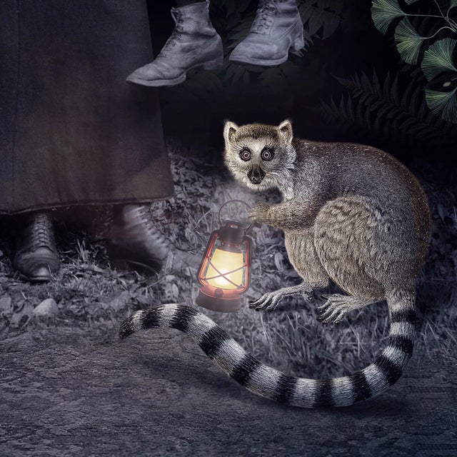 Moonlight's Tale by Marcin and Kate Owczarek | Digital Art of anthropomorphized cats in a moonlit scene For Sale - Image 4 of 5