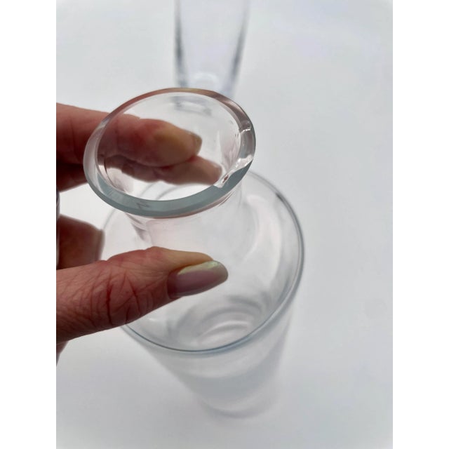 Transparent Vintage Krosno Poland Decanters With Hand Blown Bubble Stoppers For Sale - Image 8 of 8