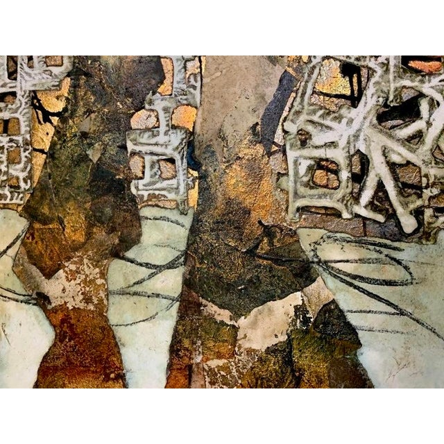 Andrea Stella "Journey to New Metropolis" Gold Leaf Oil Mixed Media Painting, Cityscape, Italian Contemporary Art, 2010 For Sale - Image 4 of 9