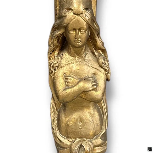 Early 20th Century French Gilt Wood Figural Marble Top Console For Sale - Image 4 of 4