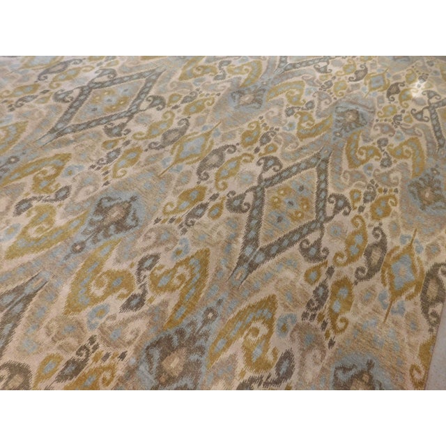 2010s Hand Knotted Rug of Ikat Design in Soft Color Palette. For Sale - Image 5 of 18