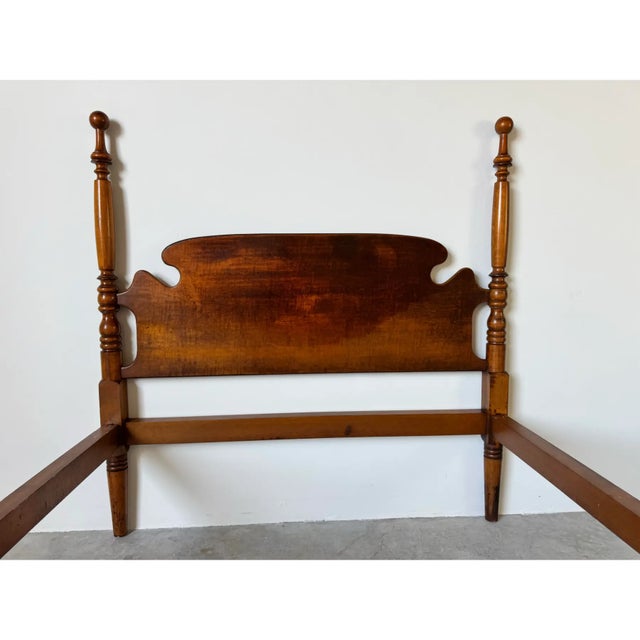 Vintage Peter Engel Carved Walnut Four-Poster Twin Bed Frame For Sale - Image 17 of 18