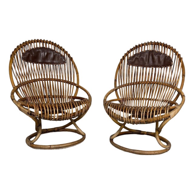 Bamboo Armchairs by Tito Agnoli, 1960s, Set of 2 For Sale