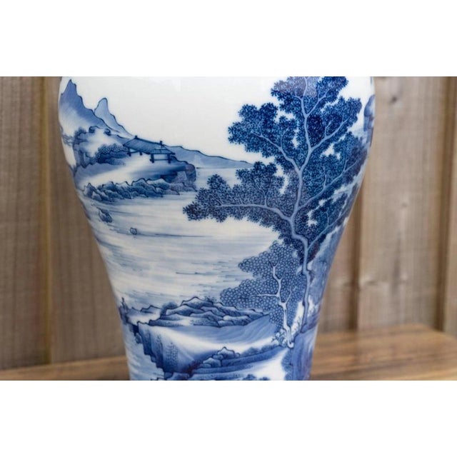 20th Century Chinese Blue and White Kangxi-Style Meiping Porcelain Vase For Sale - Image 16 of 18