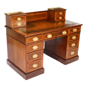 19th Century Victorian Inlaid Mahogany Pedestal Desk