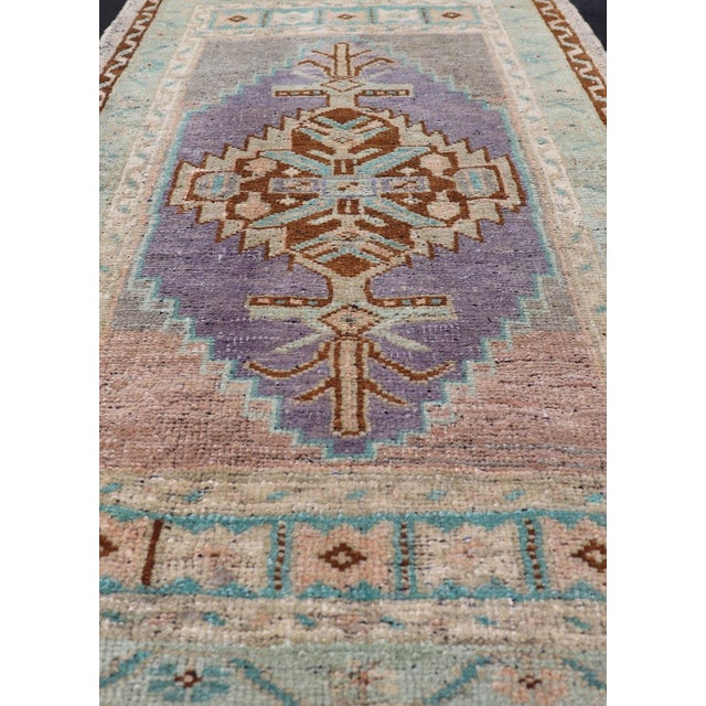 Vintage Turkish Oushak Rug With All-Over Sub-Geometric Medallion Design For Sale - Image 4 of 8