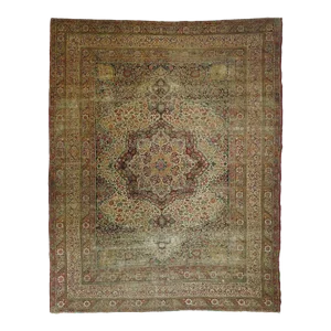 Hand-Knotted Antique Persian Kerman Lavar Rug 7'8"x 9'8"